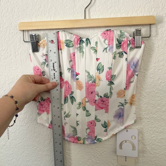 Commense Floral Heart Shaped Neckline Strapless Corset Top XS NWT - Picture 3 of 8